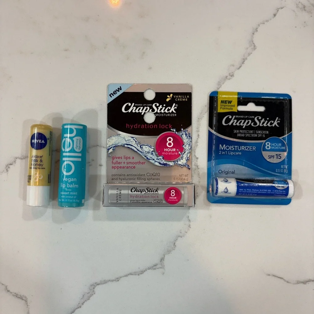 ChapStick, Nivea & Hello Lip Balm Care Set Lot of 4
